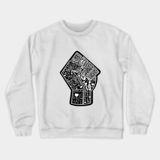 White in Black BLM Word Fist Crewneck Sweatshirt